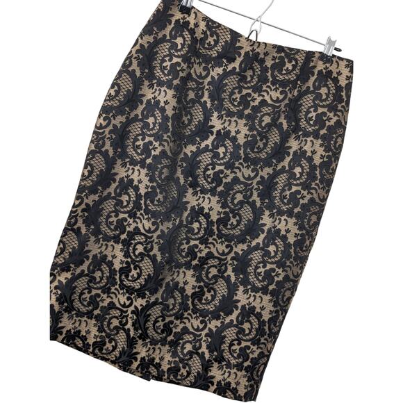 NWOT! WORTHINGTON! TAPESTRY WOVEN BLACK, GOLD "NUDE" SKIRT! SZ 10 - Picture 1 of 7